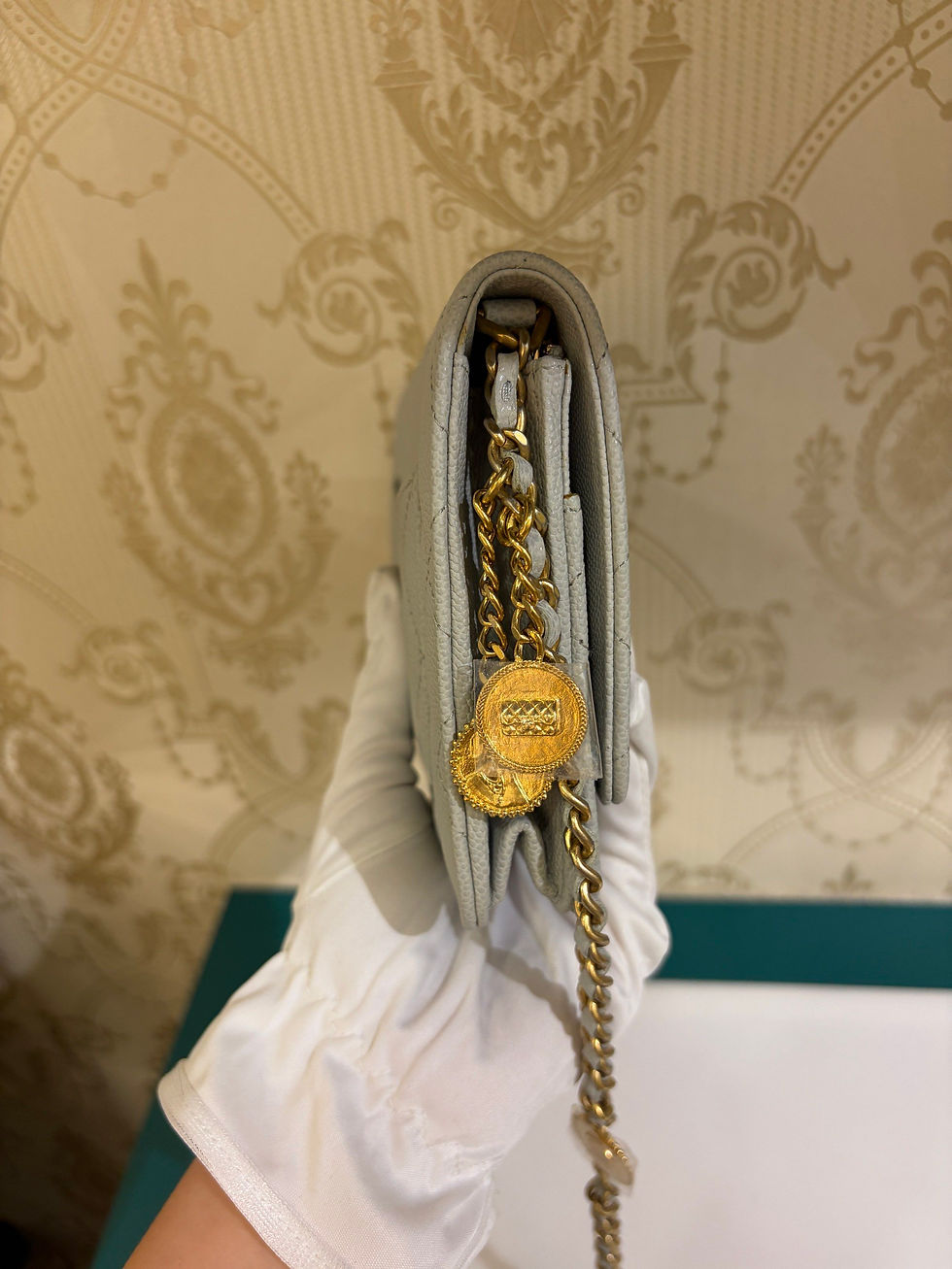 Thumbnail: Chanel 23C Wallet on Chain WOC Light Grey Caviar GHW(Cash S$3,450)