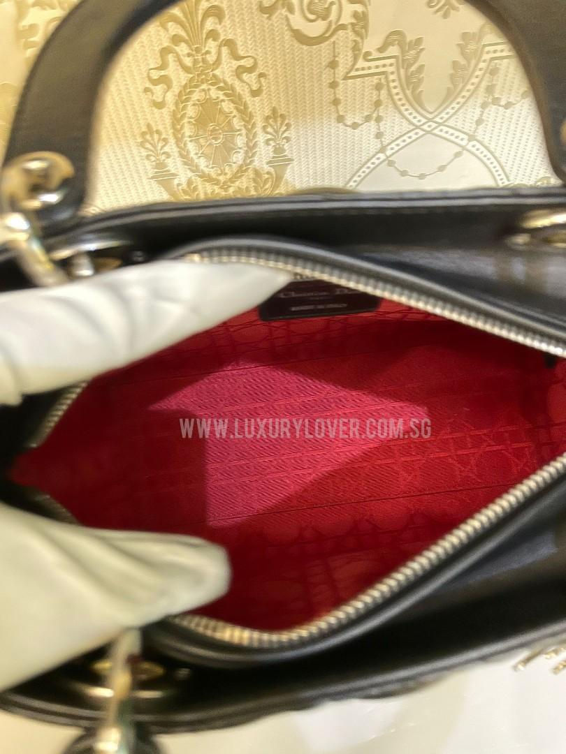 Thumbnail: Like new Lady Dior Medium Black Lamb SHW