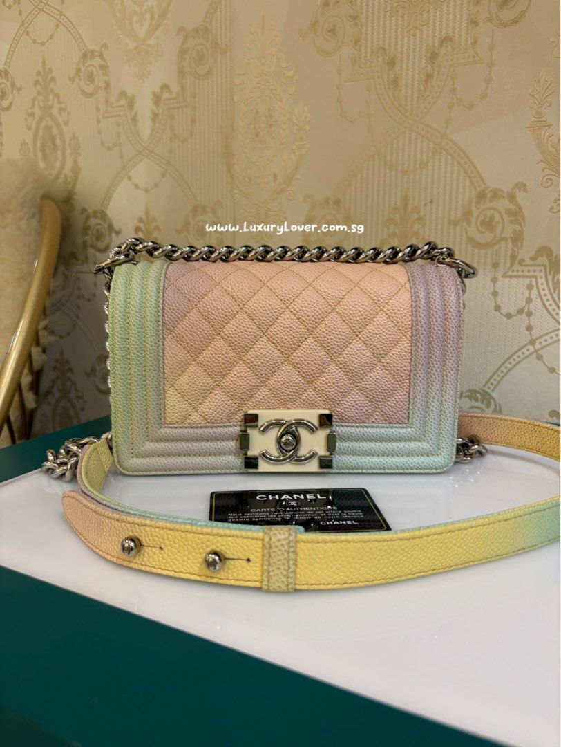 Chanel Boy Small Rainbow Caviar Silver Hardware(Cash S$4,380)