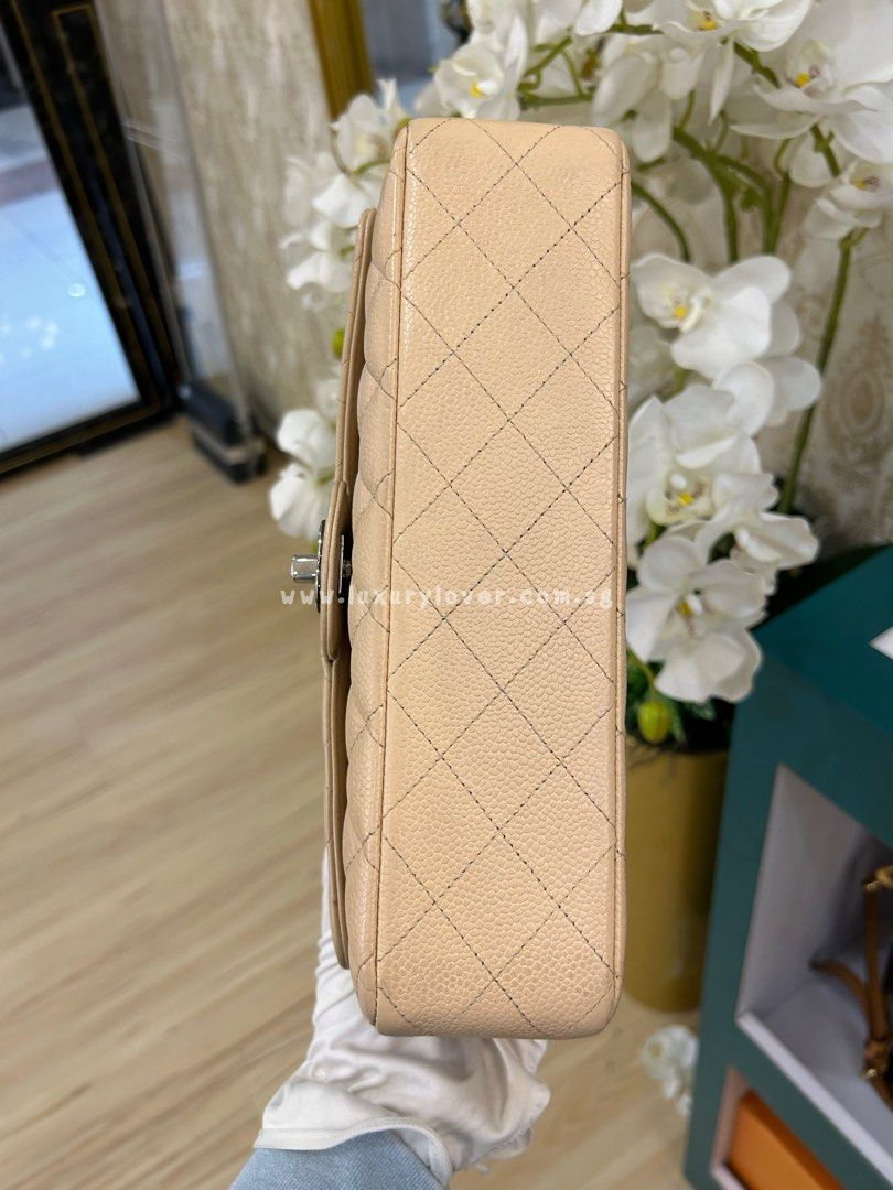 Thumbnail: #13 Chanel Classic Flap Medium Beige Caviar SHW