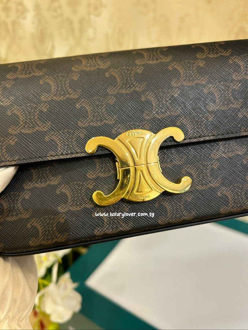 Thumbnail: Celine Shoulder Bag Claude In Triomphe Canvas & Calf(Cash S$2,490)