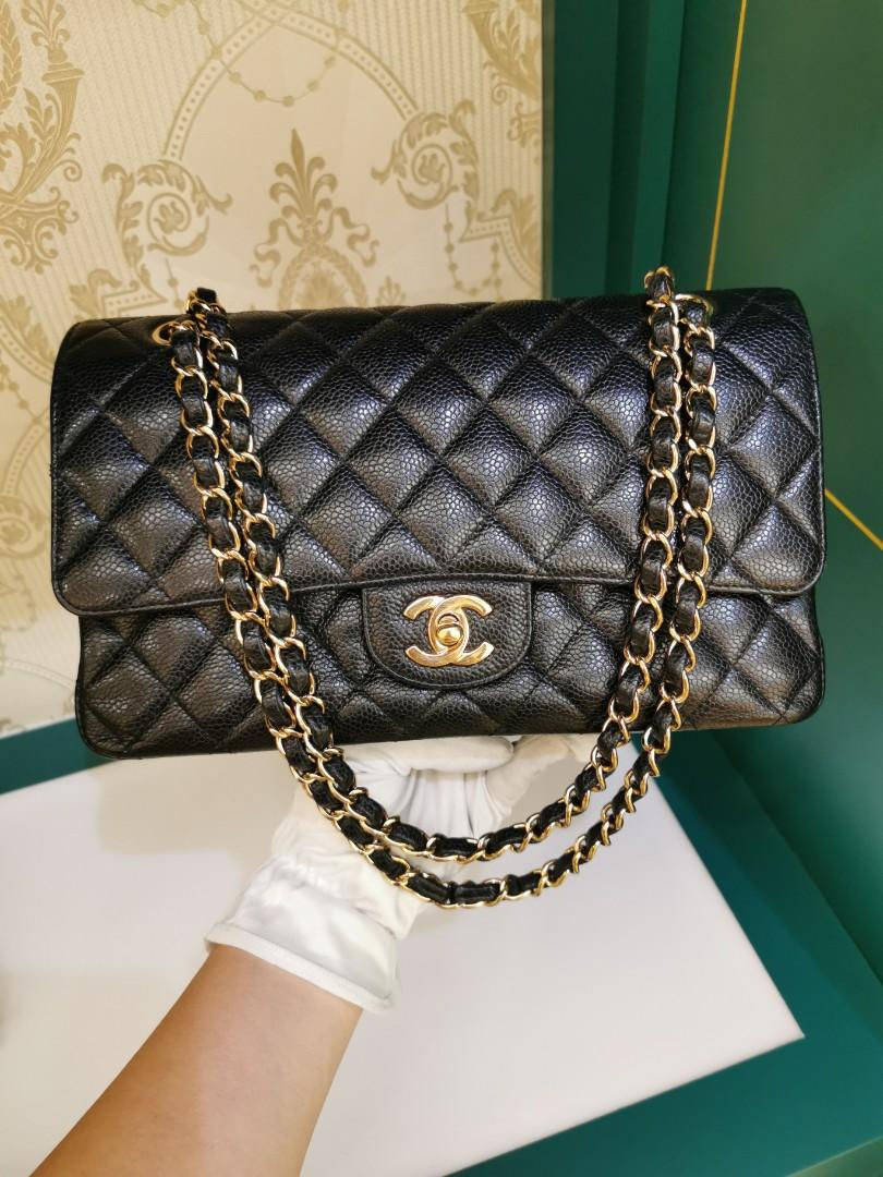 Thumbnail: #13 Chanel Classic Double Flap Medium Black Caviar GHW