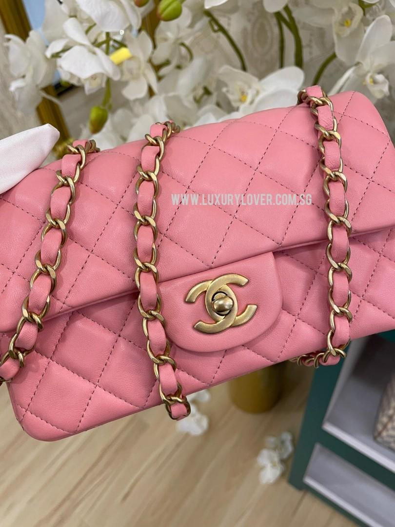 Thumbnail: #27 LNIB Chanel Mini Rectangle Flap Sakura Pink Lamb GHW