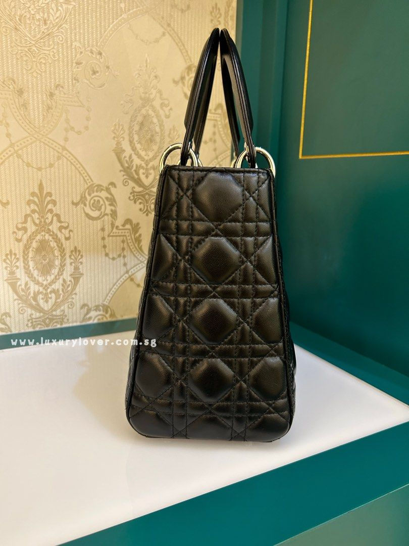 Thumbnail: Like New Lady Dior Medium Black Lamb SHW