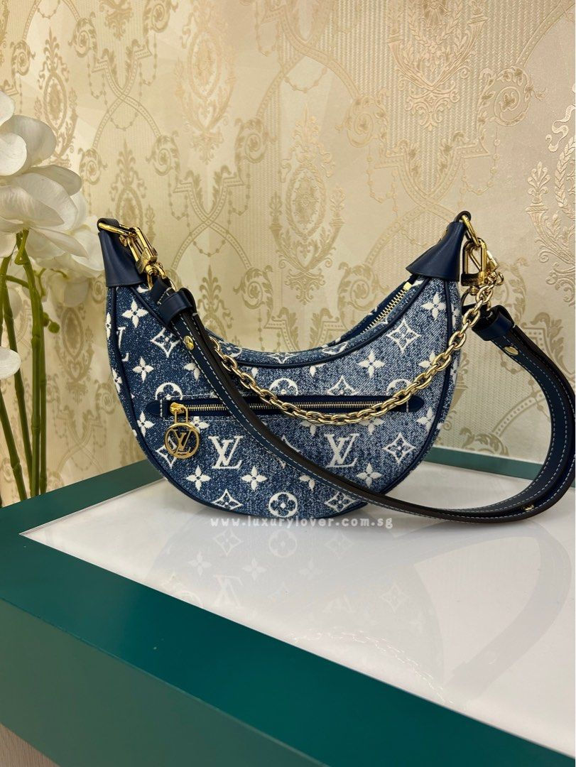 Thumbnail: Brand New LV Louis Vuitton Loop Bag Navy Blue Denim Jacquard GHW