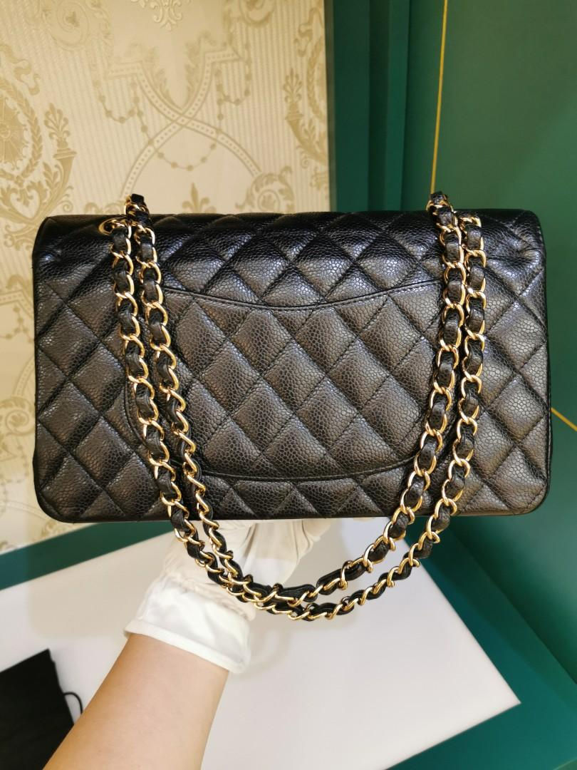 Thumbnail: #13 Chanel Classic Double Flap Medium Black Caviar GHW