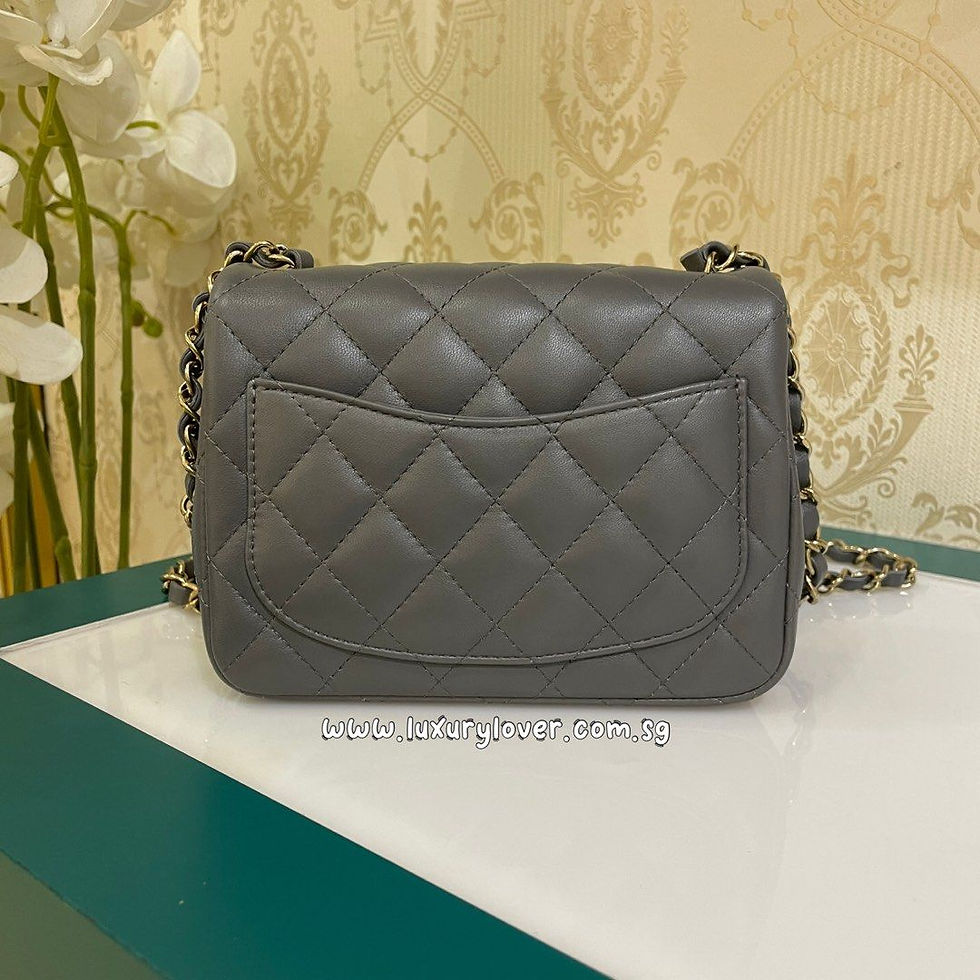 Thumbnail: LNIB Chanel Mini Square Flap Grey Lamb LGHW