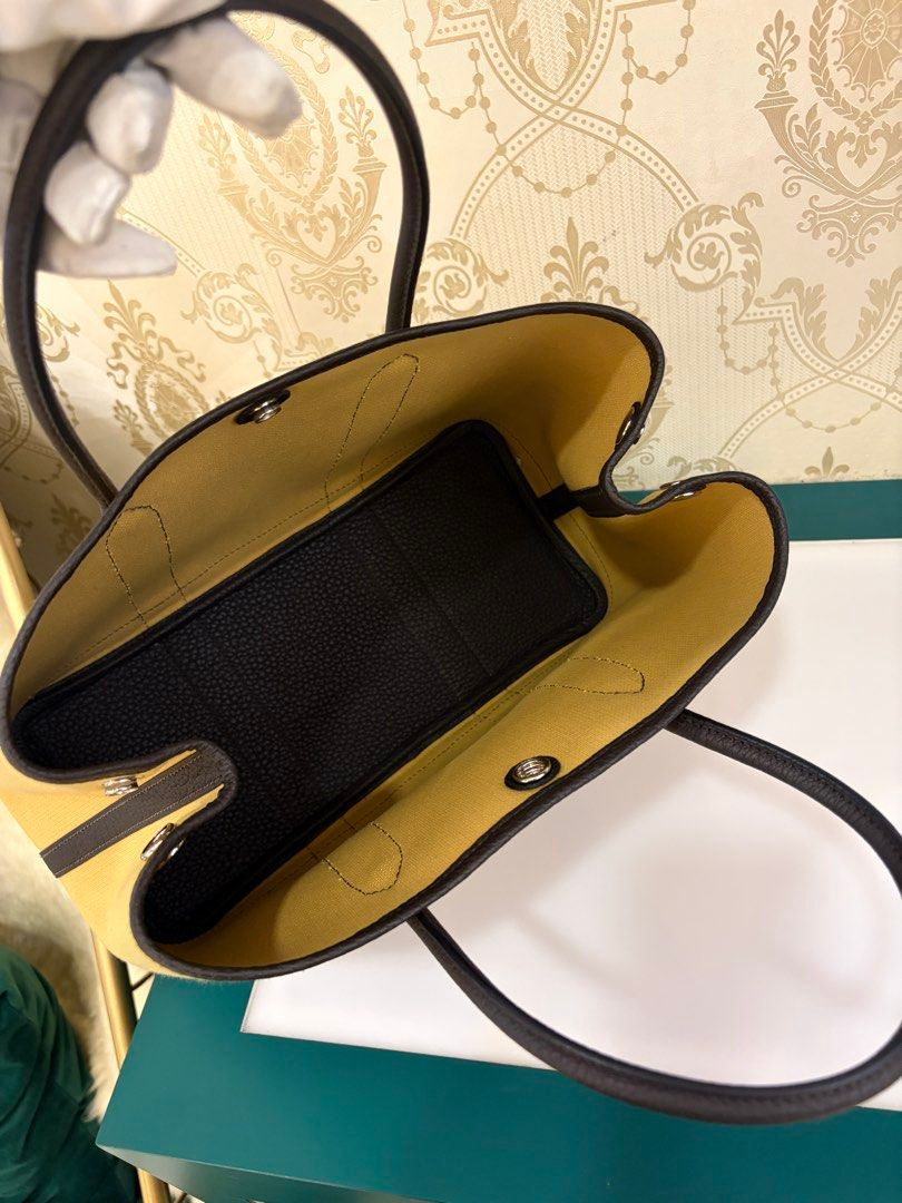 Thumbnail: Hermes Garden Party 30 Paille/Ebene Toile Miliaire/Veau Negonda PHW(CashS$3,200)