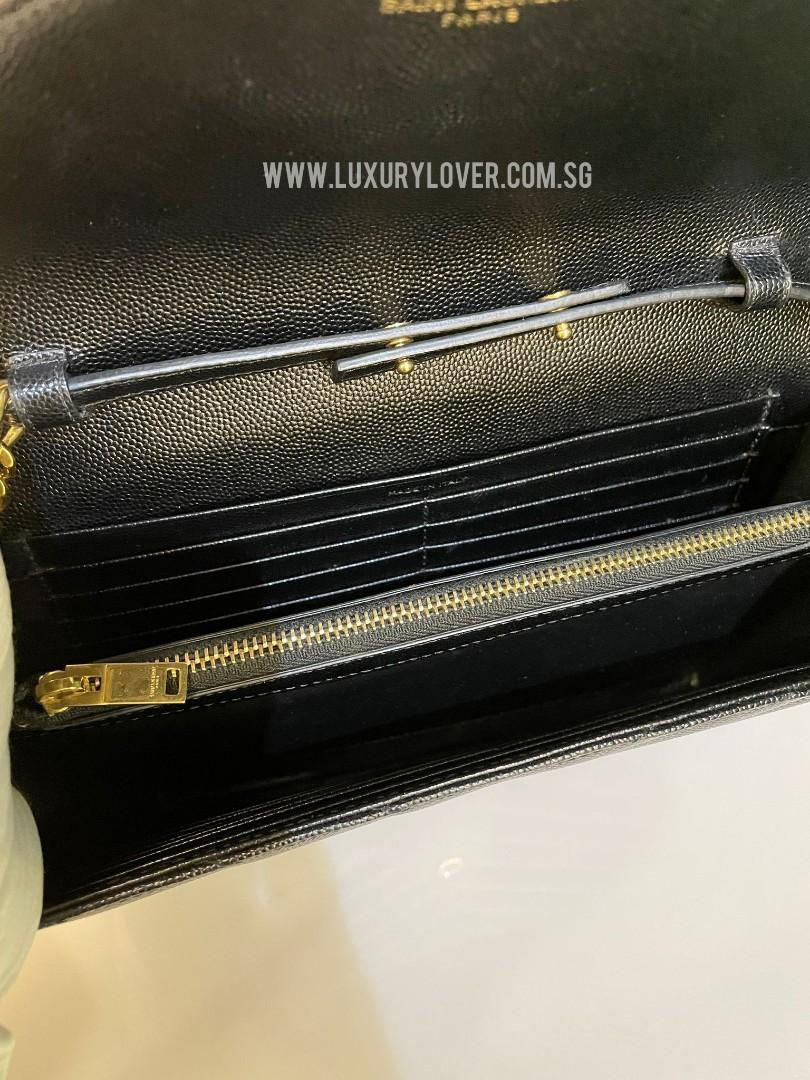 Thumbnail: LNIB YSL WOC Chain Wallet Black Grained Calf GHW