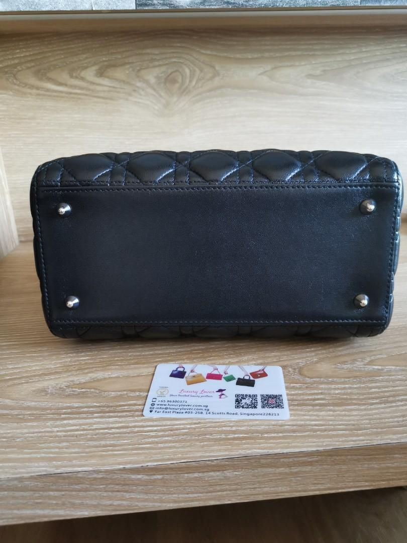 Thumbnail: Like New Lady Dior Black Medium Lamb with SHW