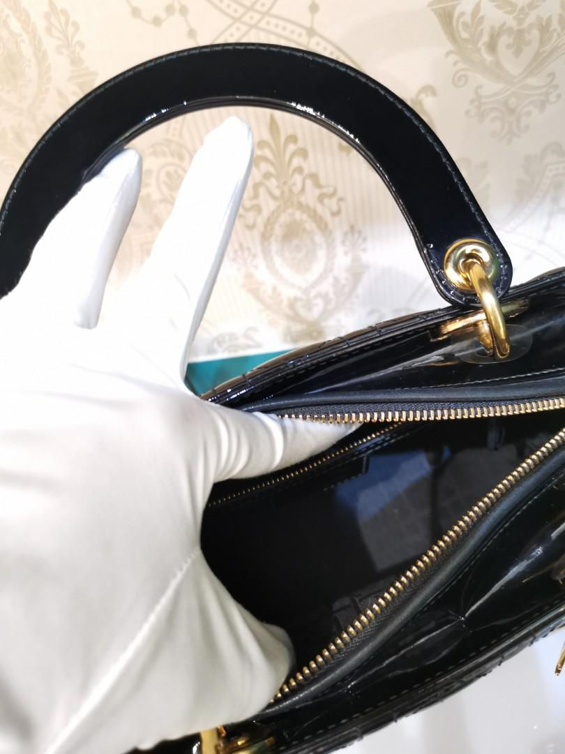 Thumbnail: LNIB Lady Dior Black Patent Medium GHW