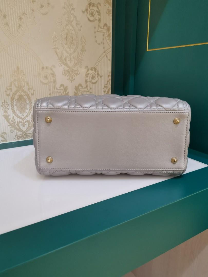 Thumbnail: Brand New Lady Dior Medium Pearly Grey Lamb GHW (Cash S$4,680)