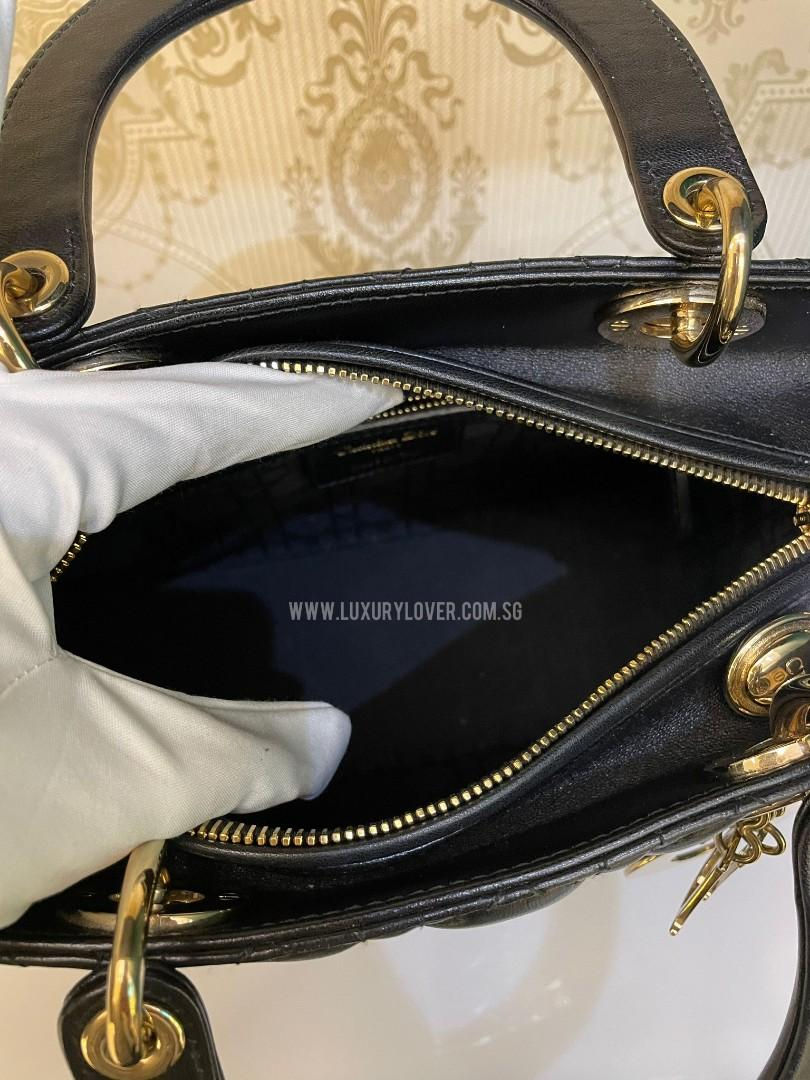 Thumbnail: Like New Lady Dior Medium Black Lamb Light GHW
