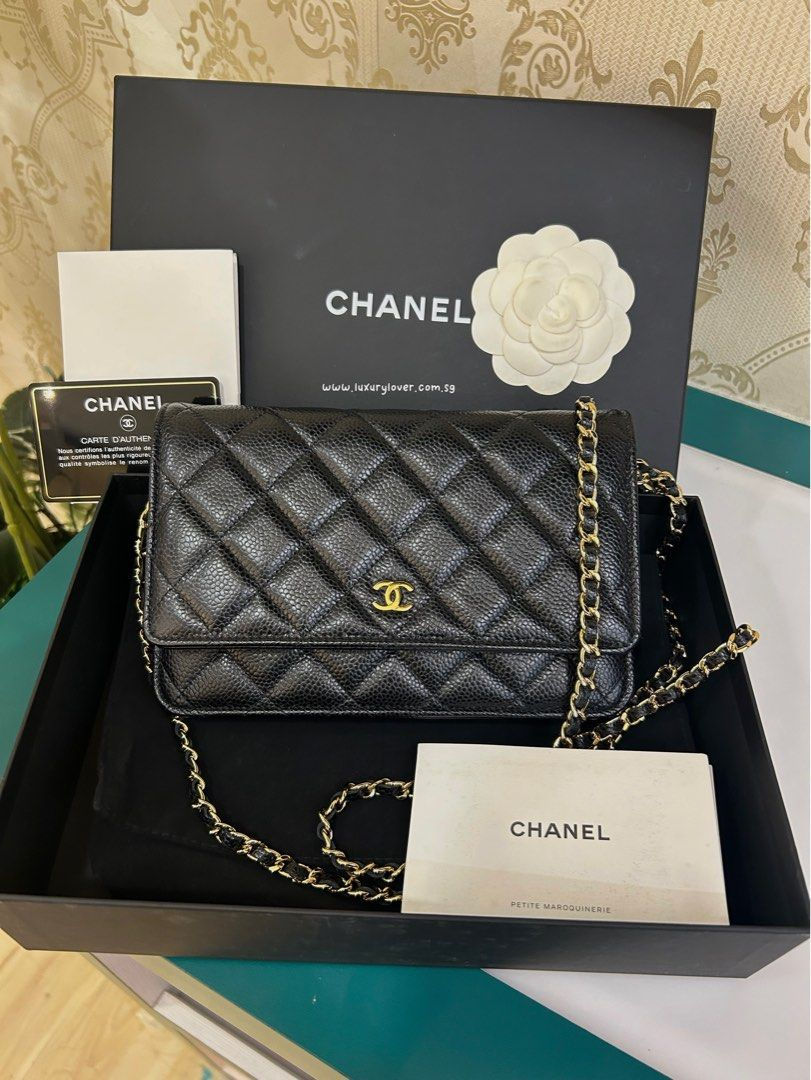 #31 LNIB Chanel Wallet On Chain WOC Black Caviar GHW