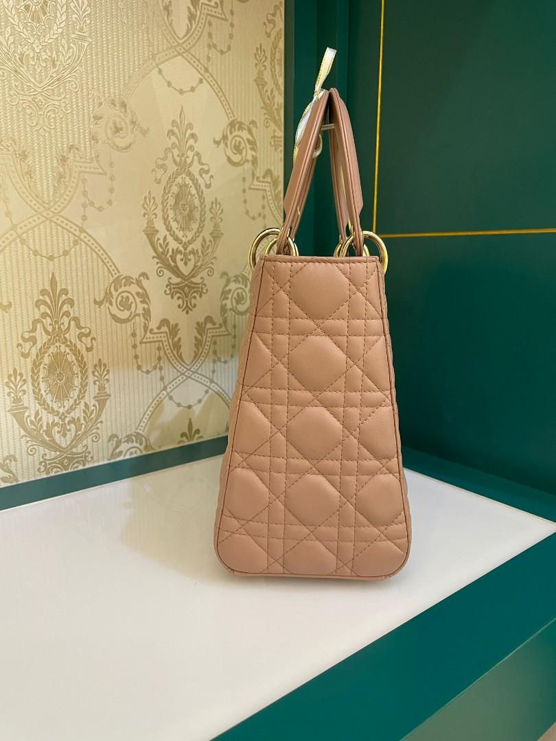 Thumbnail: BNIB Dior Lady Dior Medium Blush Lamb Light GHW