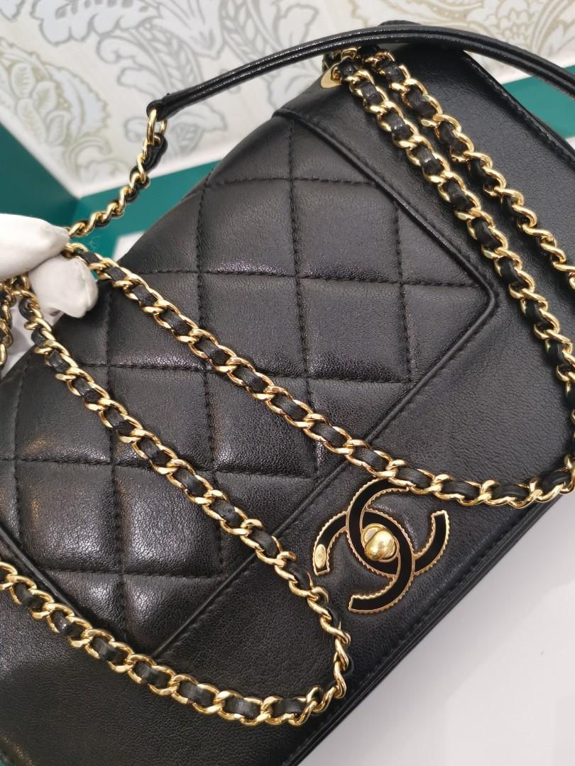 Thumbnail: #23 Like New Chanel Flap Medium Black Calf GHW