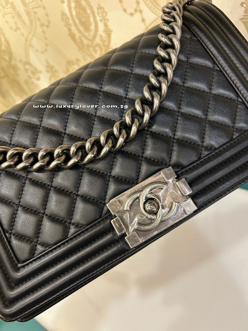 Thumbnail: #27 LNIB Chanel Boy Old Medium Black Calf RHW