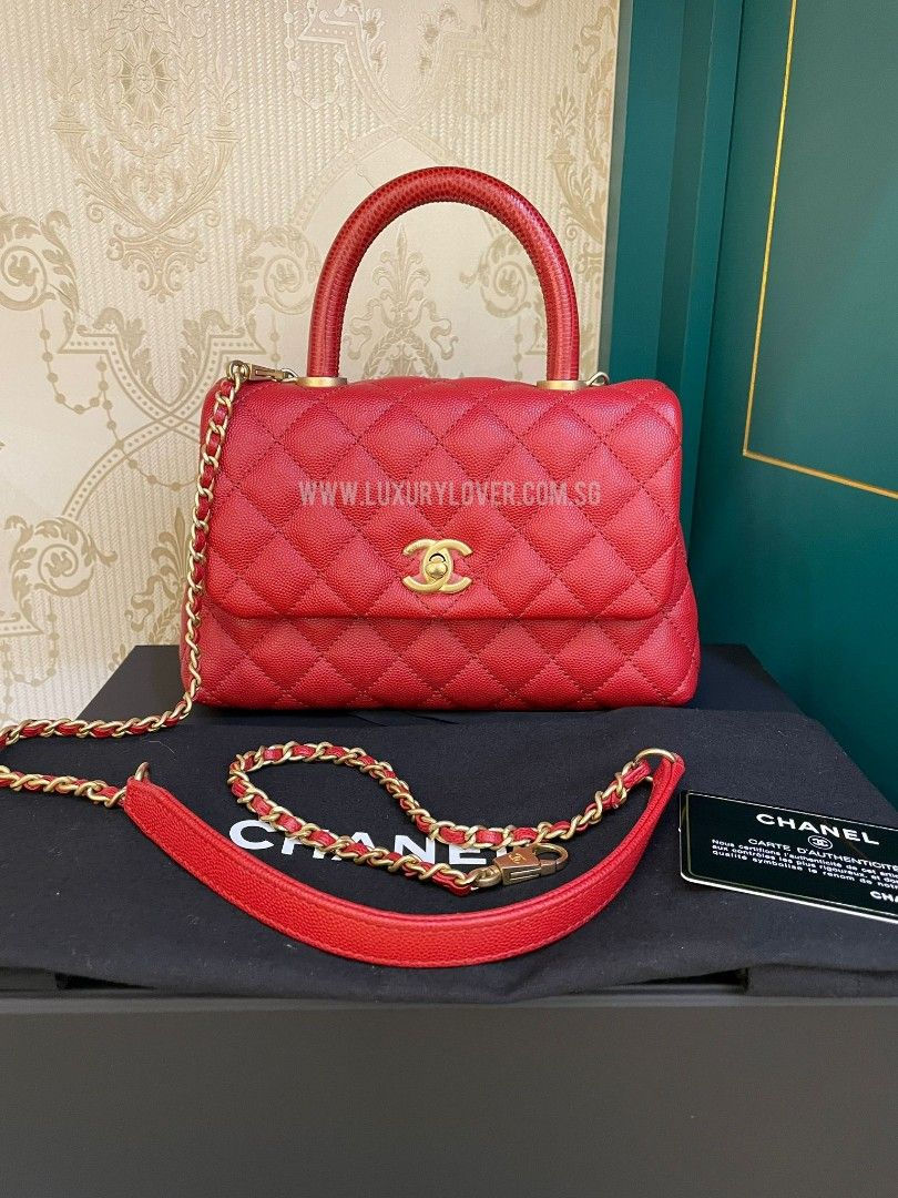 #28 LNIB Chanel Coco Handle Mini/Small Red Caviar