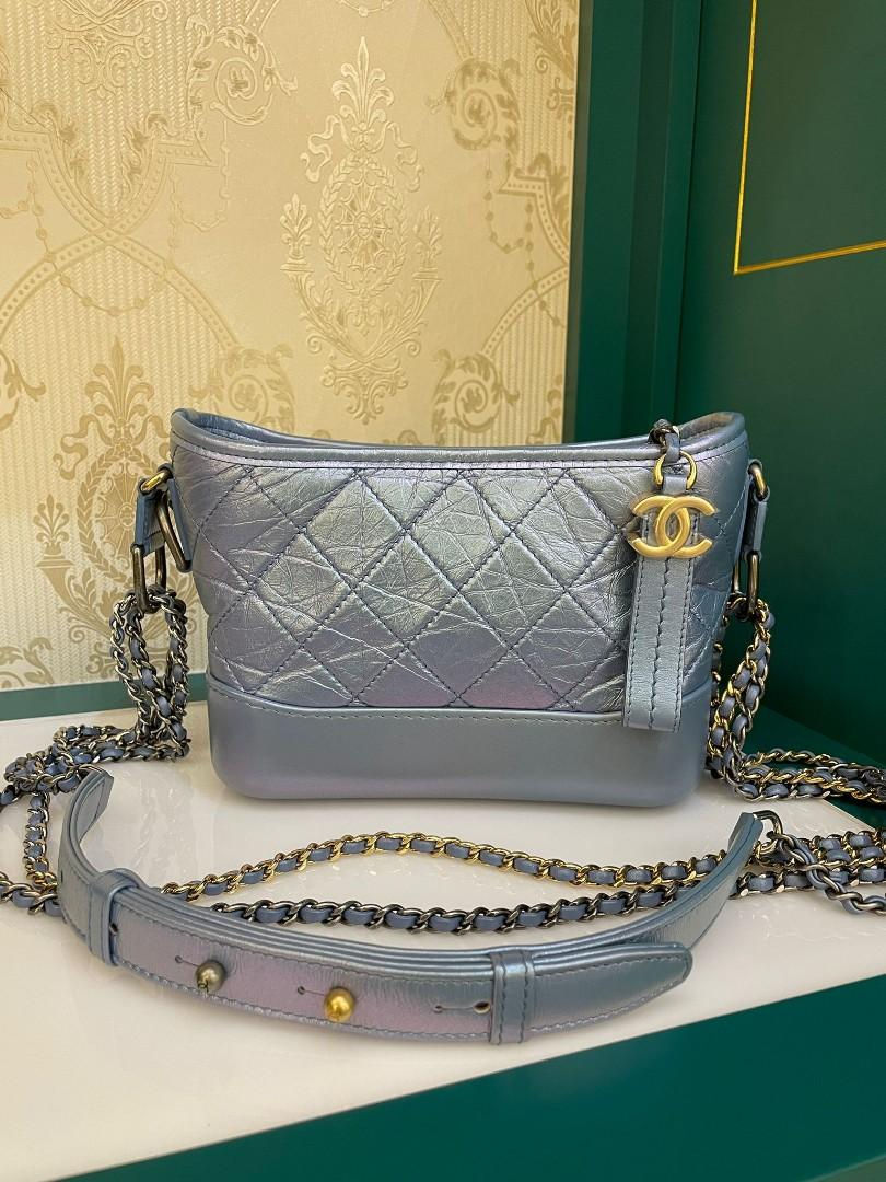 Thumbnail: #27 LNIB Chanel Gabrielle Hobo Small  Blue Distressed Calf 3HW