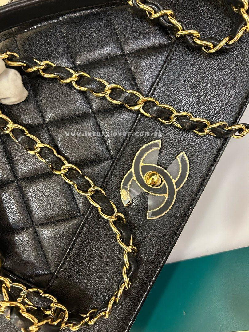 Thumbnail: #23 LNIB Chanel Mademoiselle Vintage Flap Large Black Sheepyskin