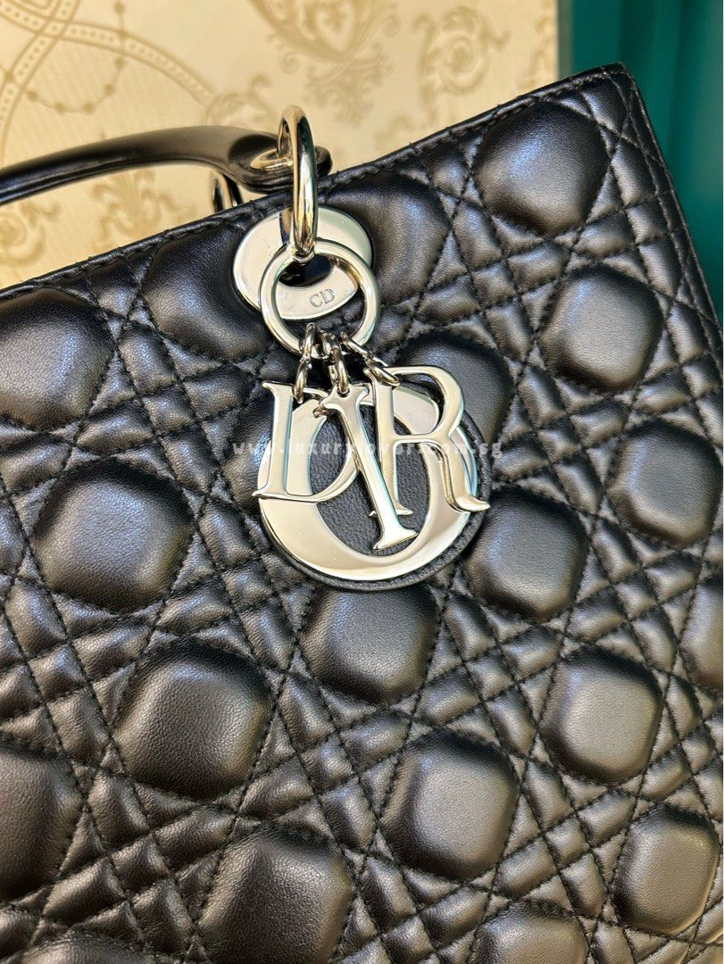 Thumbnail: Lady Dior Large Black Lamb SHW