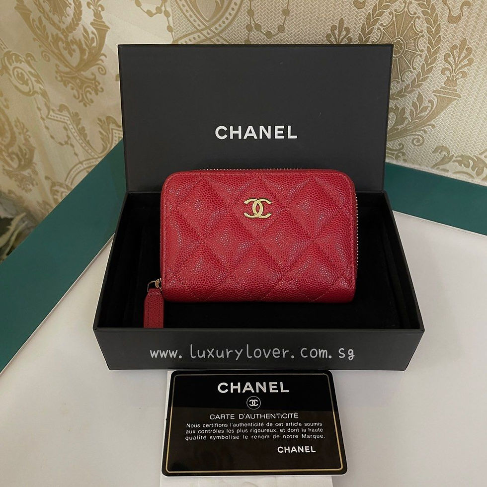 Thumbnail: #28 LNIB Chanel Classic Zipped Coin Purse/Card Holder Red Caviar