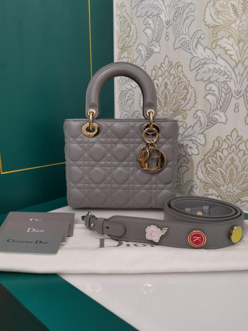 Almost New My ABCDior Lady Dior Small Grey Lamb with light GHW