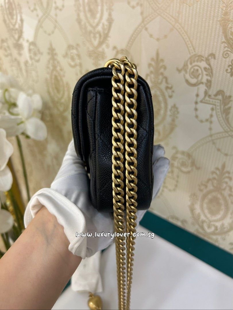 Thumbnail: LNIB Chanel 24P Sweet Heart Mini Flap Black Caviar GHW