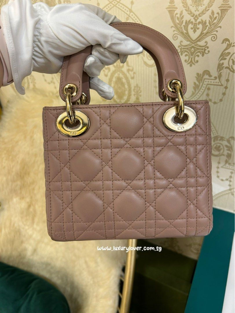 Thumbnail: BNIB Dior Lady Dior Mini Blush Lamb LGHW