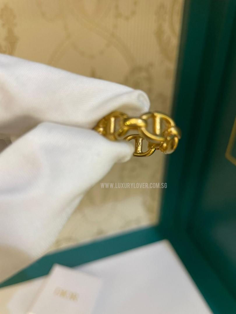 Thumbnail: Dior CD Navy Ring Gold Finish Metal