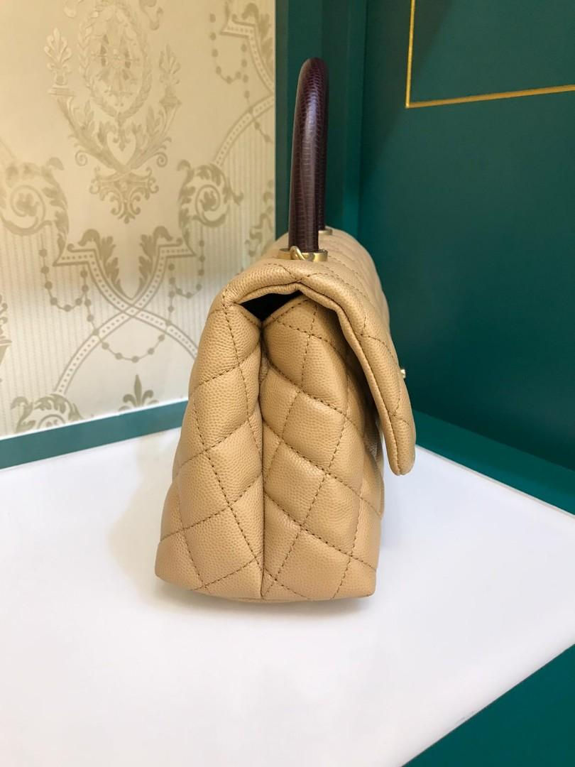 Thumbnail: #28 LNIB Chanel Coco Handle Small Beige/Caramel Caviar GHW