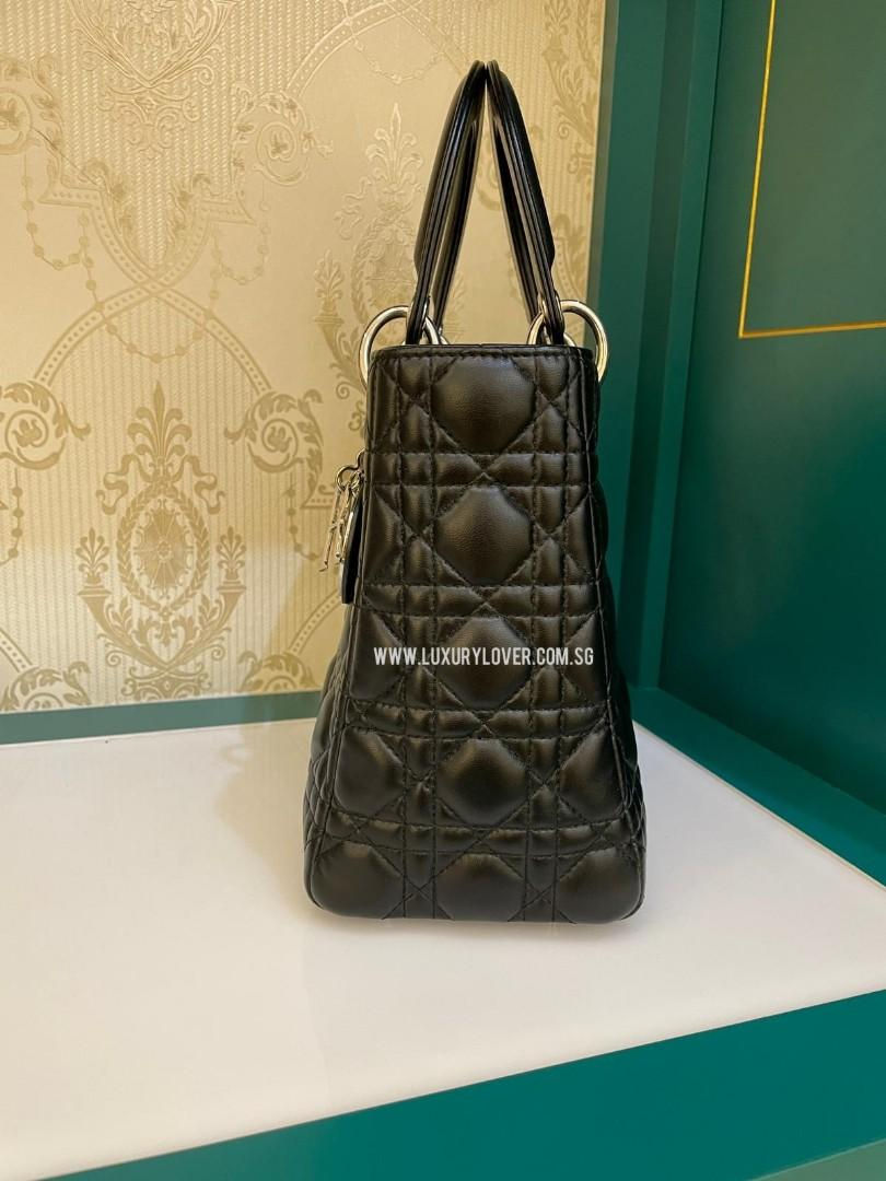 Thumbnail: Like New Lady Dior Medium Black Lamb SHW