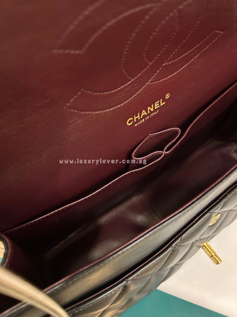 Thumbnail: #14 Like New Chanel Jumbo Classic Double Flap Black Lamb GHW