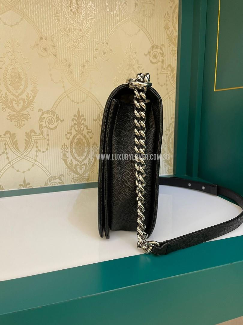 Thumbnail: #17 Like New Chanel Boy Large Black Caviar SHW