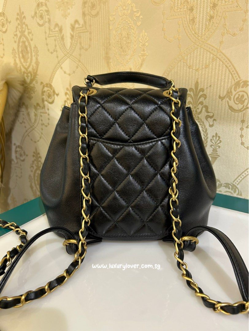 Thumbnail: LNIB Chanel 23K Backpack Black Shiny Lamb GHW