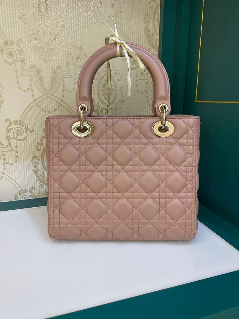 Thumbnail: BNIB Dior Lady Dior Medium Blush Lamb Light GHW