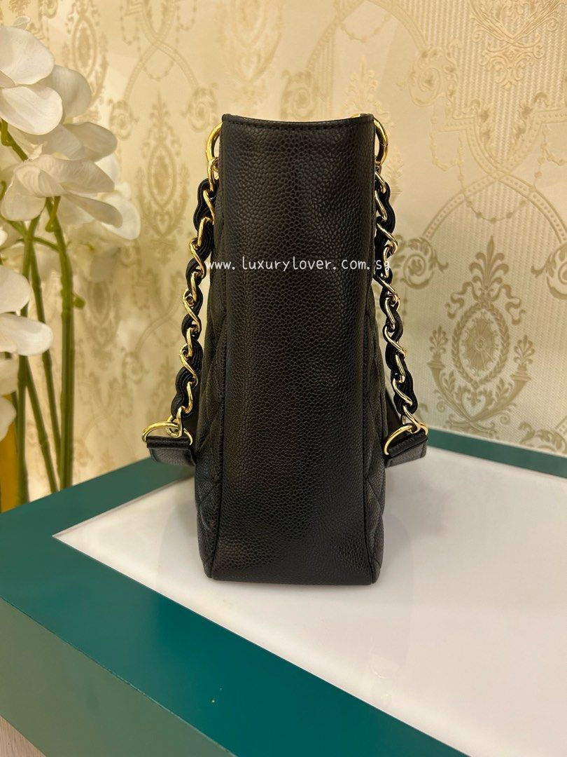 Thumbnail: #12 Like New Chanel PST Shopping Tote Black Caviar GHW
