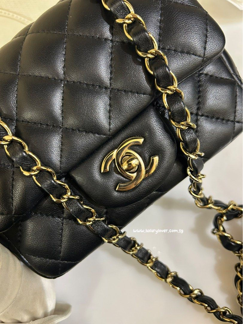 Thumbnail: Chanel Classic Mini Square Flap Black Lamb LGHW(Cash S$5,650)