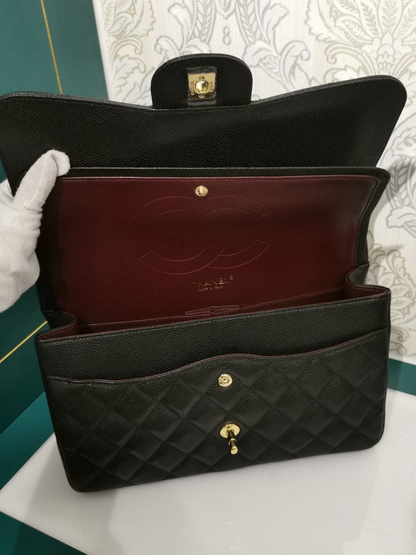 Thumbnail: #18 Brand New Chanel Jumbo Classic Double Flap Caviar Black with GHW
