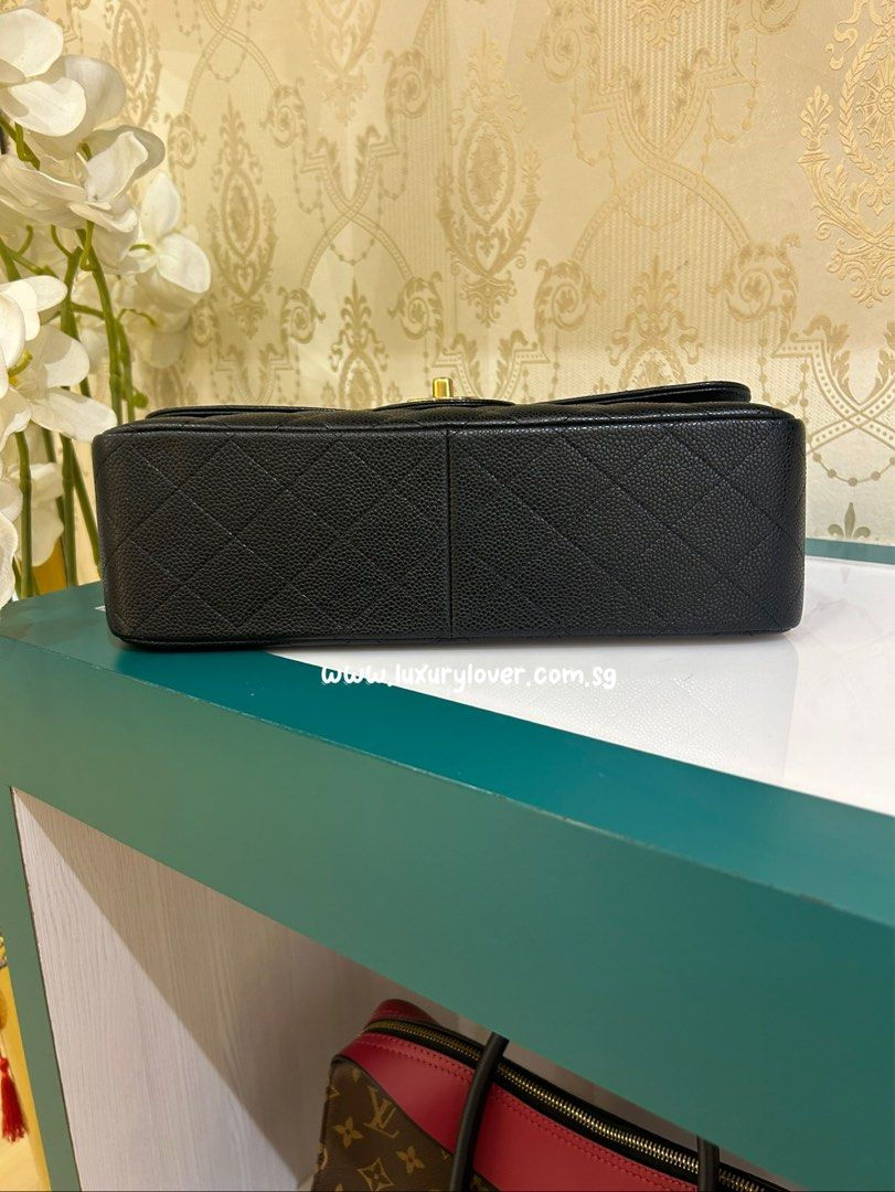 Thumbnail: #22 BNIB Chanel Jumbo Classic Double Flap Black Caviar GHW