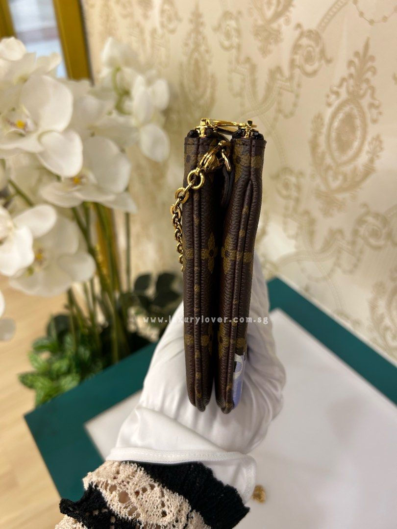 Thumbnail: LNIB LV Louis Vuitton Double Zip Pochette Monogram Canvas GHW