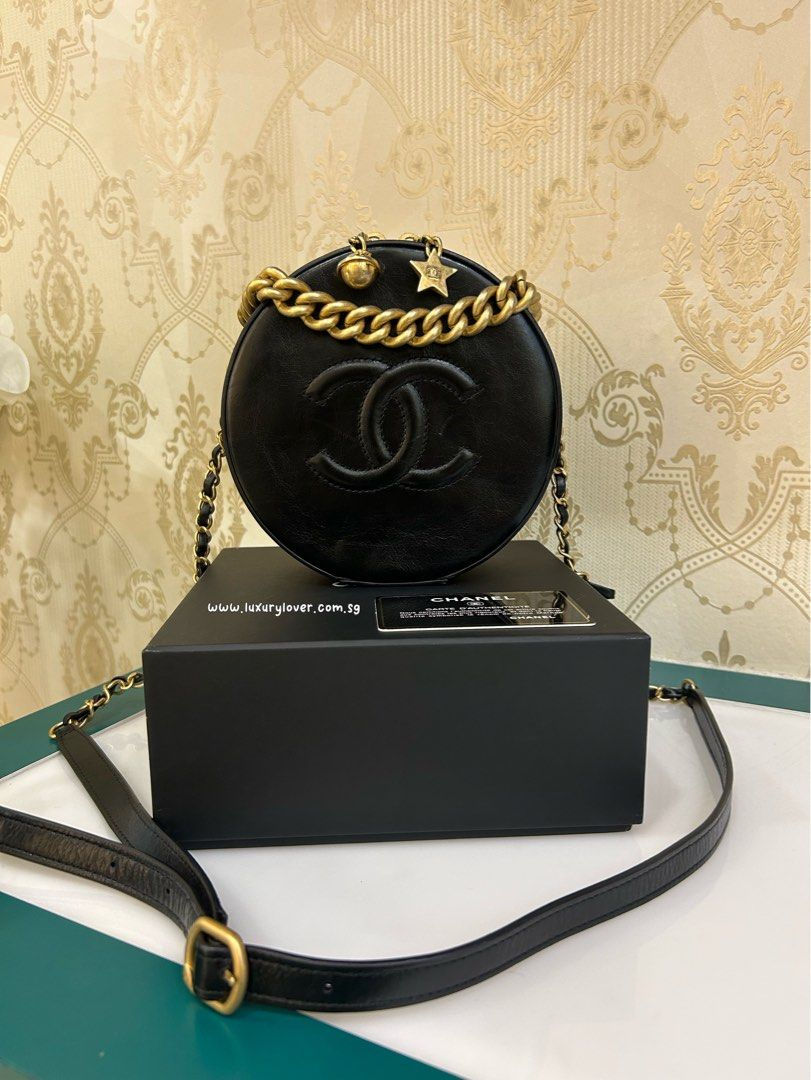 #25 Chanel Round as Earth Evening Bag Black Calf AGHW
