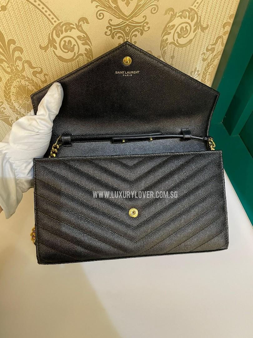 Thumbnail: LNIB YSL WOC Chain Wallet Black Grained Calf GHW