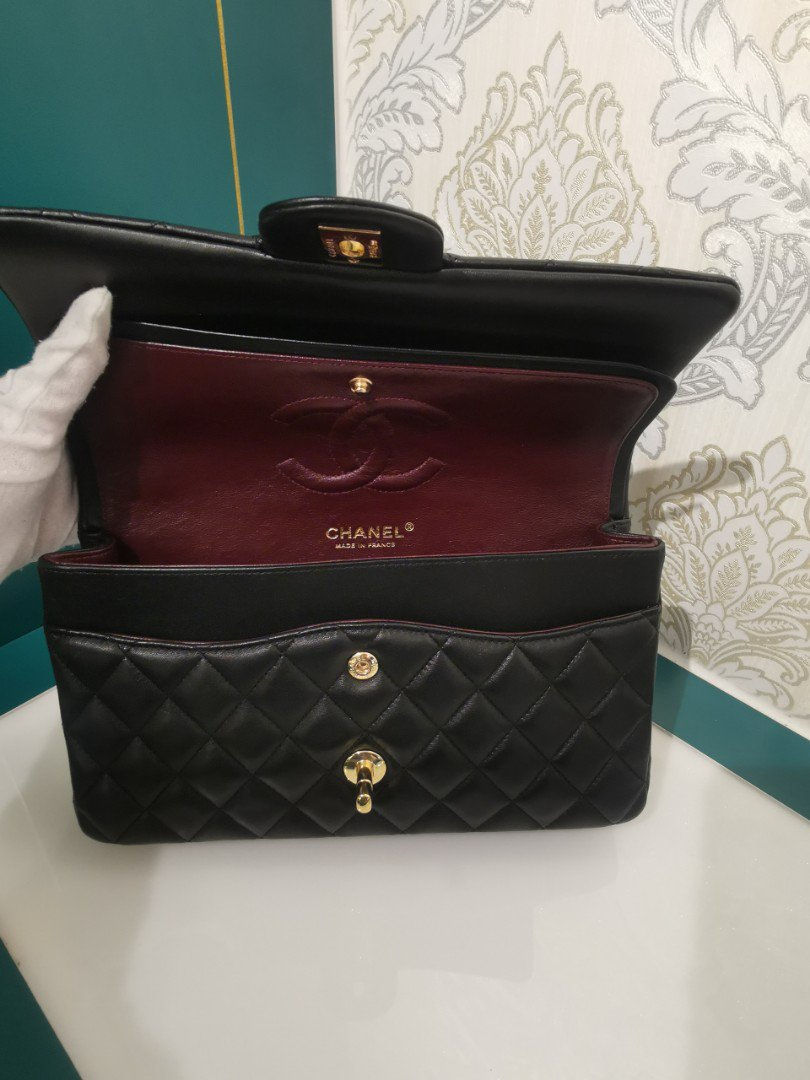 Thumbnail: #19 BNIB Chanel Classic Double Flap Medium Black Lamb with GHW