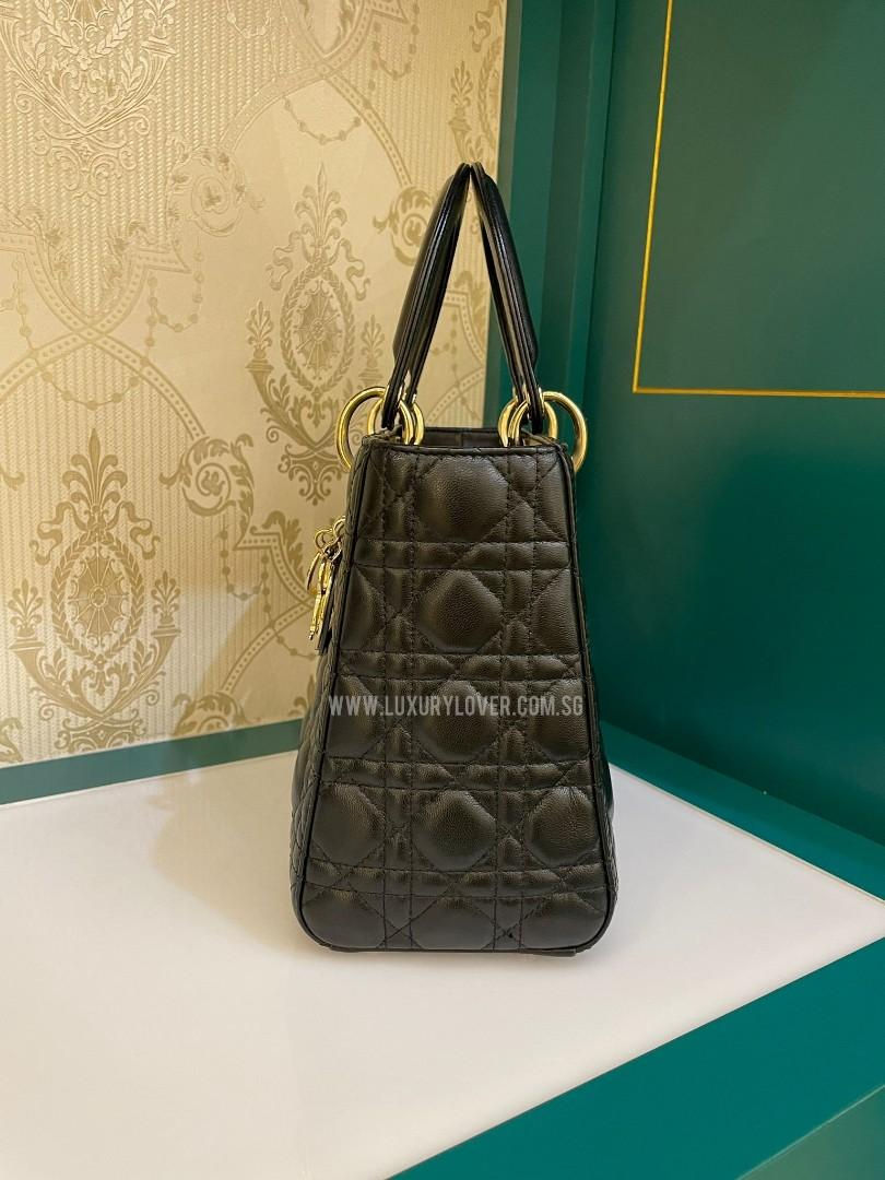 Thumbnail: Like New Lady Dior Medium Black Lamb Light GHW