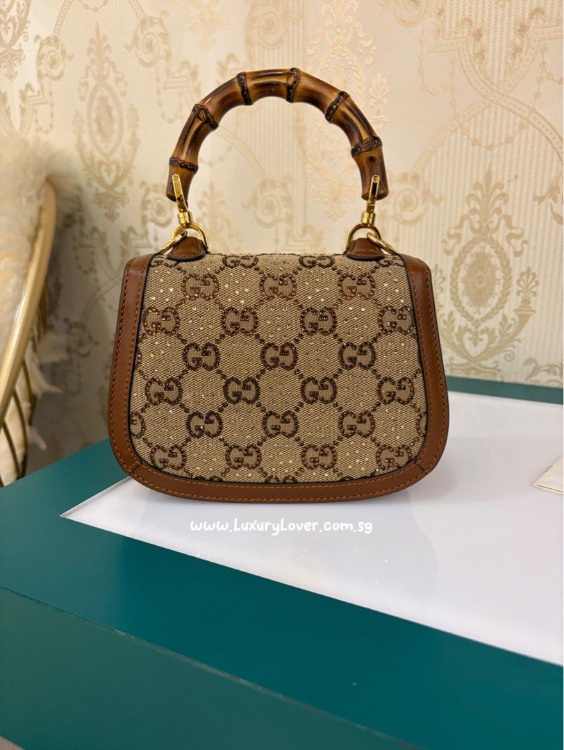 Thumbnail: Gucci Bamboo 1947 Mini GG Canvas with Crystal