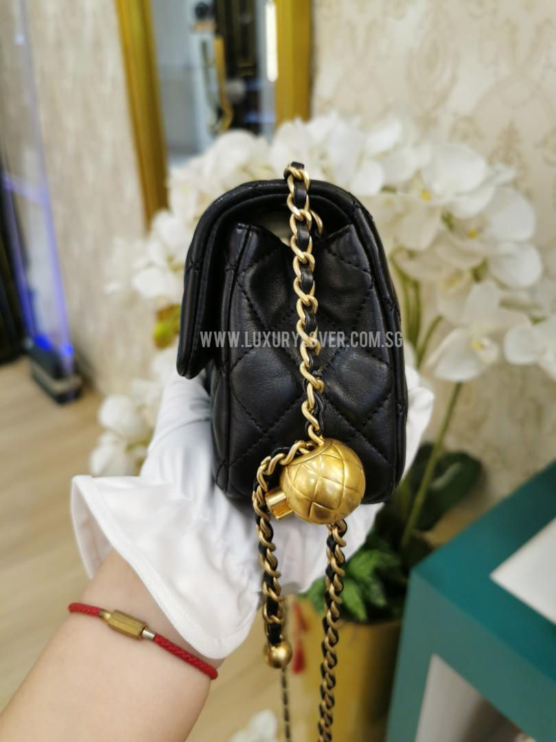 Thumbnail: #30 LNIB Chanel Mini Rectangle Pearl Crush Black Lamb GHW
