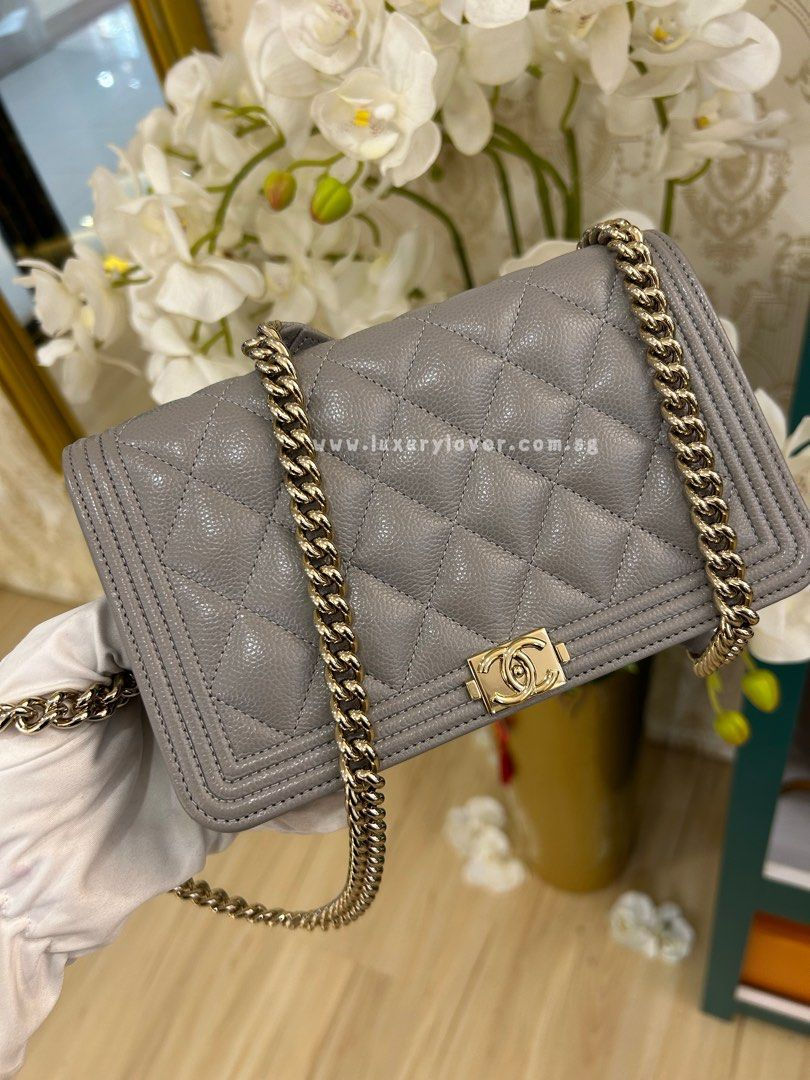Thumbnail: #30 LNIB Chanel Wallet On Chain WOC Grey Caviar Light GHW