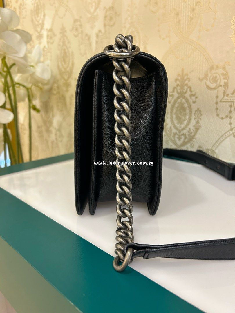 Thumbnail: #24 LNIB Chanel Boy New Medium/Large Black Caviar RHW