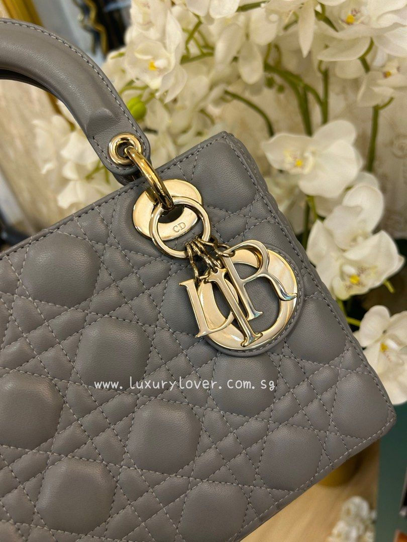 Thumbnail: Like New Lady Dior Small My ABC Dior Grey Lamb GHW